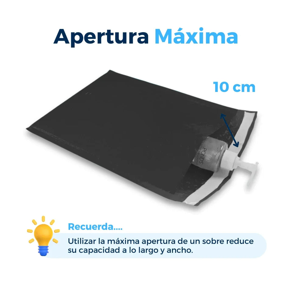 18 x 30 cm Sobres con Burbuja Negros | Paquete de 100 | Polietileno