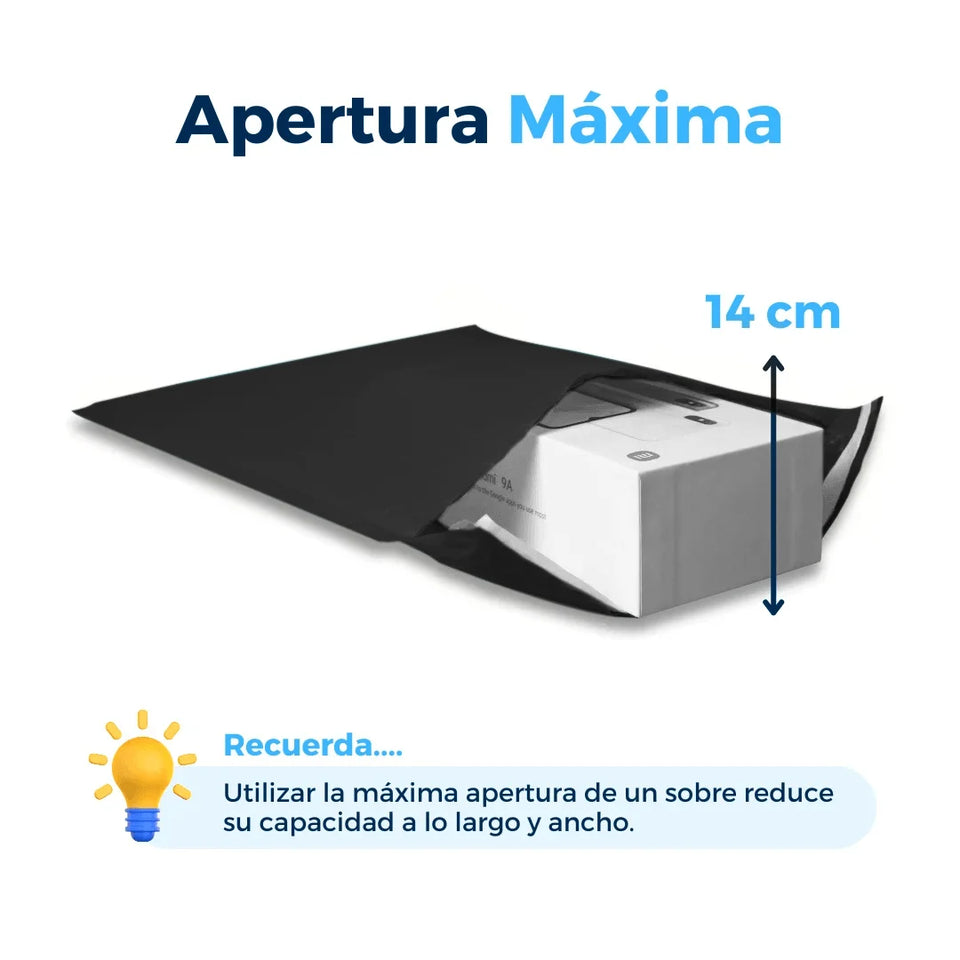 21 x 30 cm Sobres con Burbuja Negros | Paquete de 100 | Polietileno