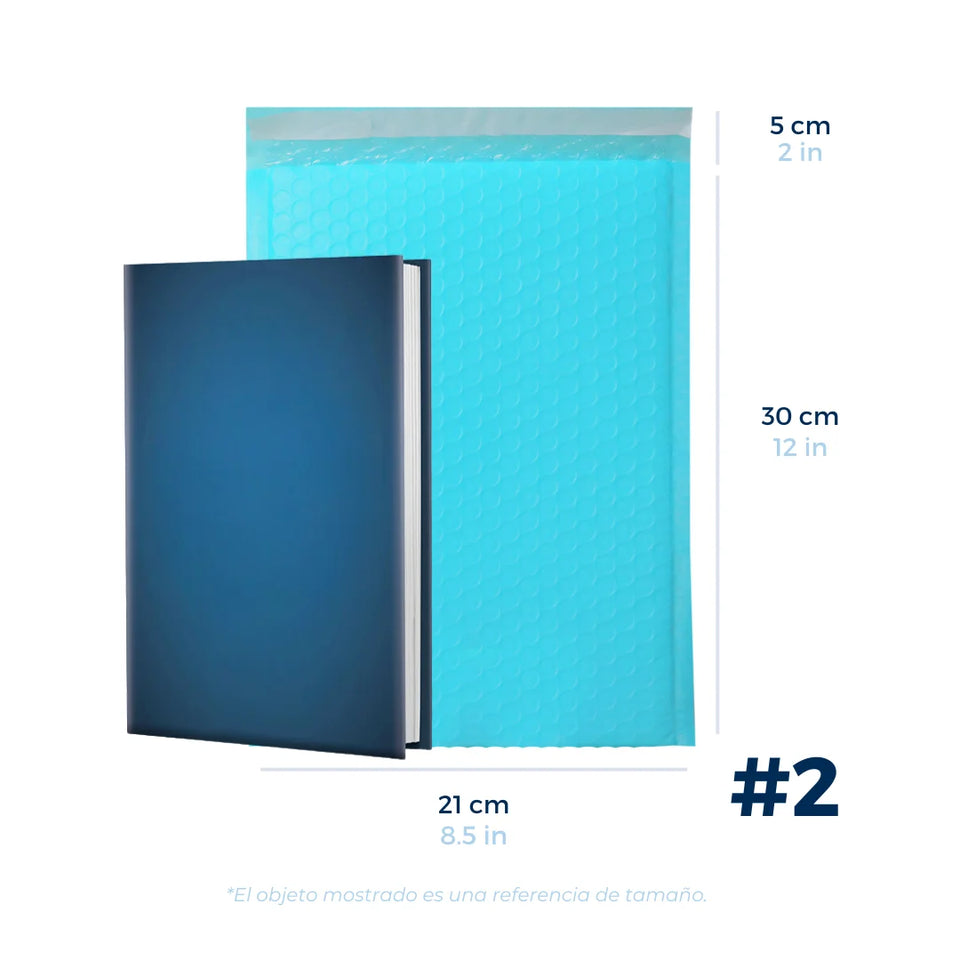 21 x 30 cm Sobres con Burbuja Azules | Paquete de 100 | Polietileno