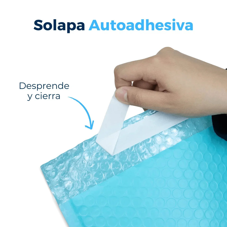 36 x 50 cm Sobres con Burbuja Azules | Paquete de 50 | Polietileno
