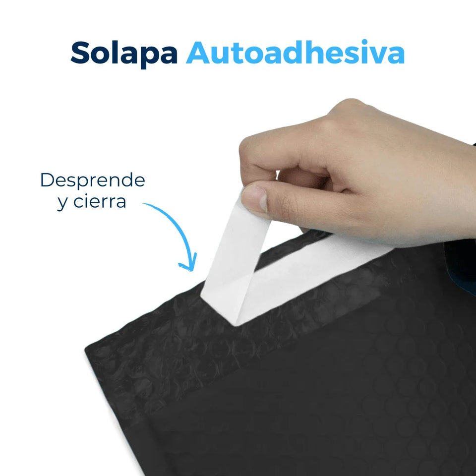 26 x 40 cm Sobres con Burbuja Negros | Paquete de 100 | Polietileno