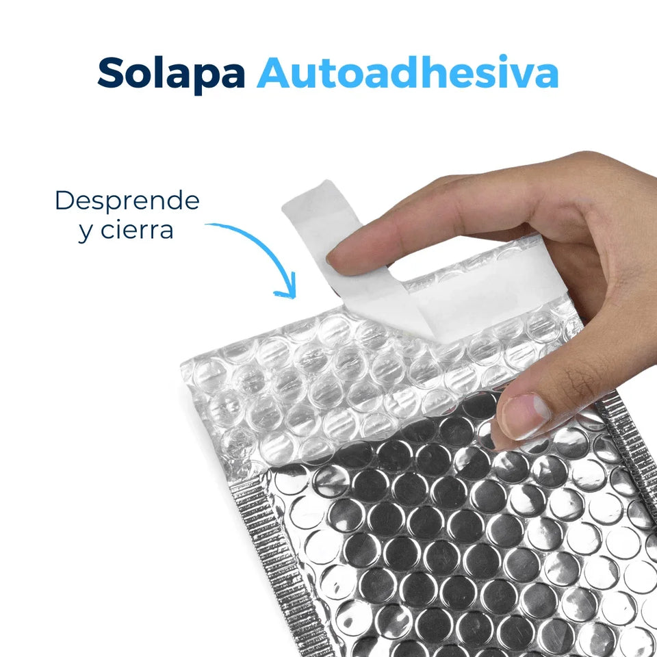 36 x 50 cm Sobres con Burbuja Plateados | Paquete de 50 | Película Poliéster Metalizada