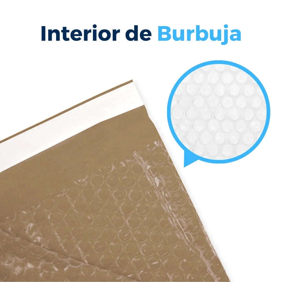 36 x 50 cm Sobres con Burbuja Kraft | Paquete de 50 | Papel 100% Reciclado | Café