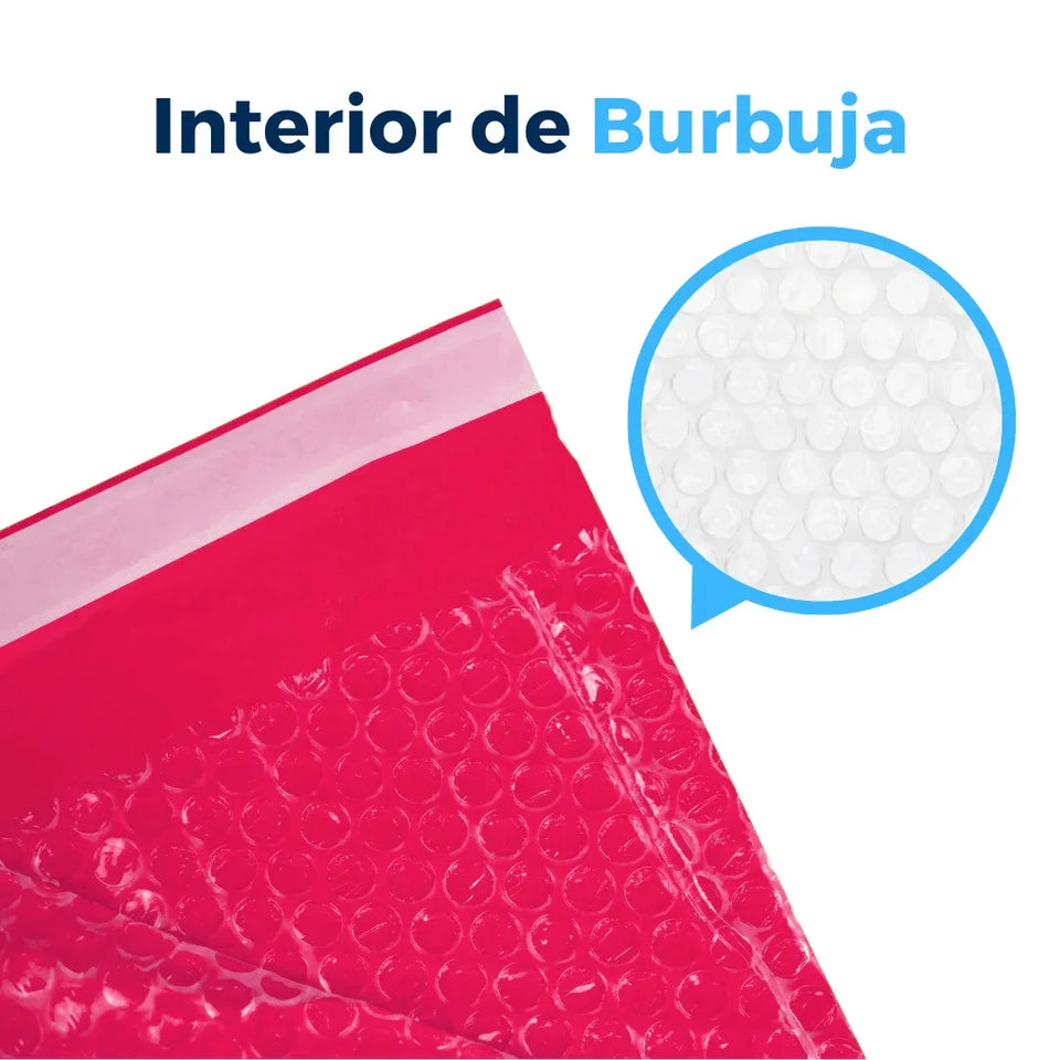 36 x 50 cm Sobres con Burbuja Rosas | Paquete de 50 | Polietileno