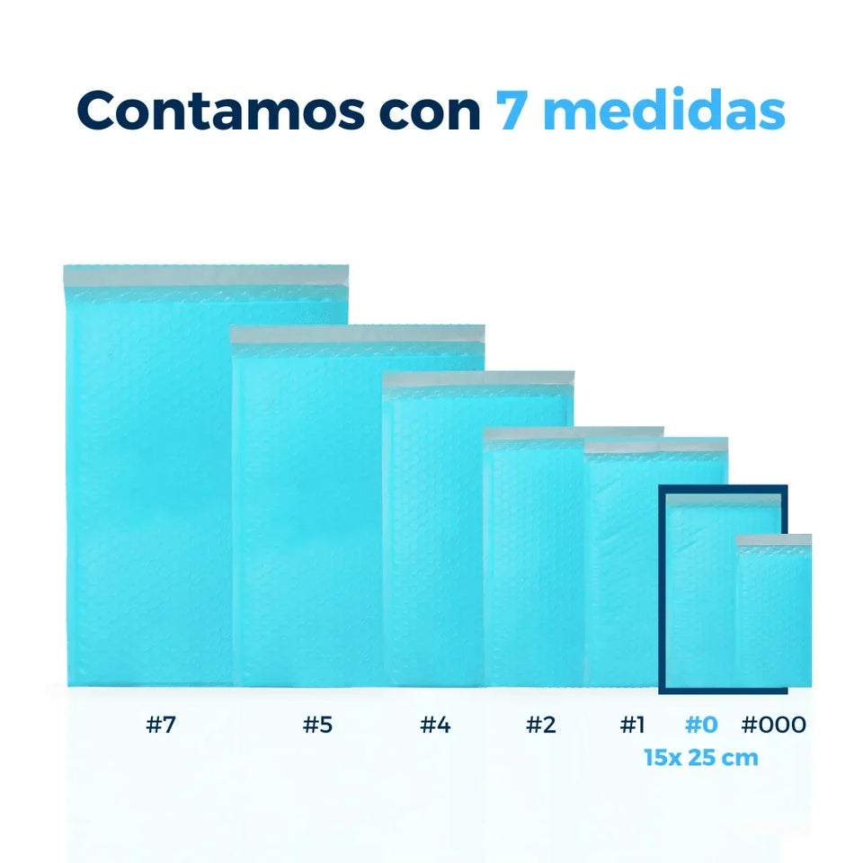 15 x 25 cm Sobres con Burbuja Azules | Paquete de 250 | Polietileno