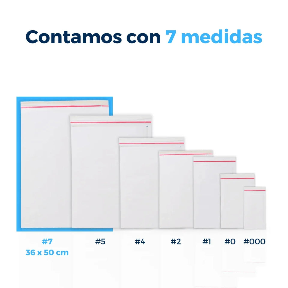 36 x 50 cm Sobres con Burbuja Blancos | Paquete de 50 | Papel 100% Reciclado | Tira Abre Fácil