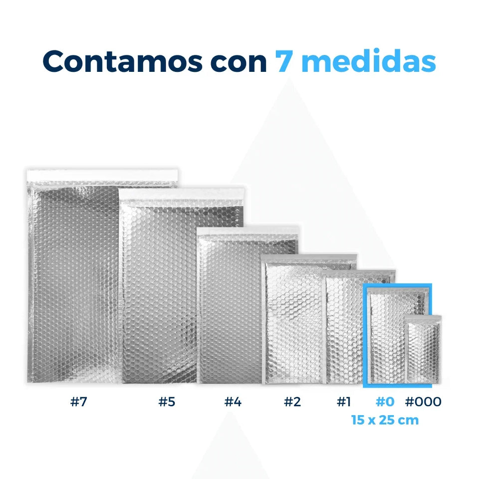 15 x 25 cm Sobres con Burbuja Plateados | Paquete de 250 | Película Poliéster Metalizada