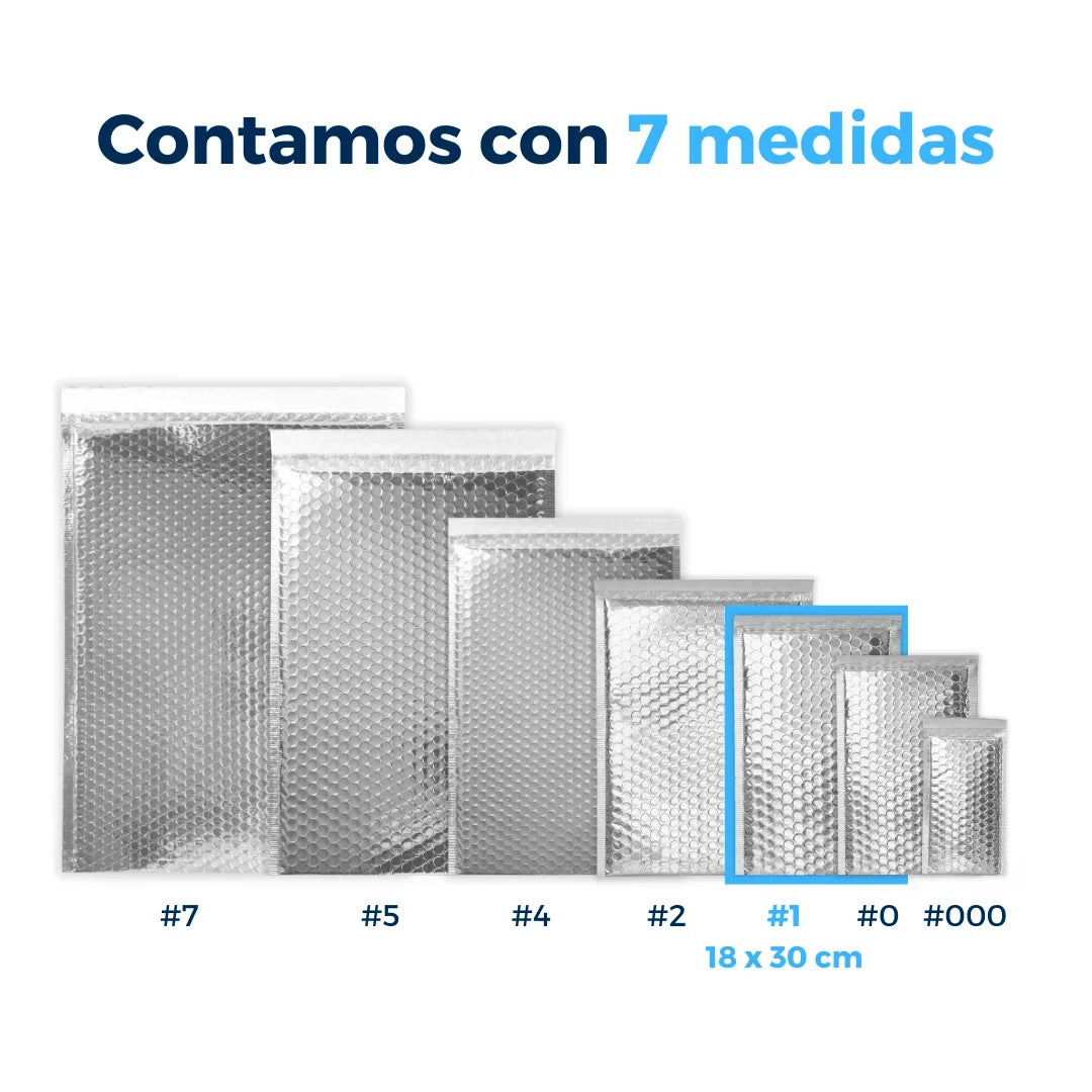 18 x 30 cm - #1 Sobres con Burbuja Plateados