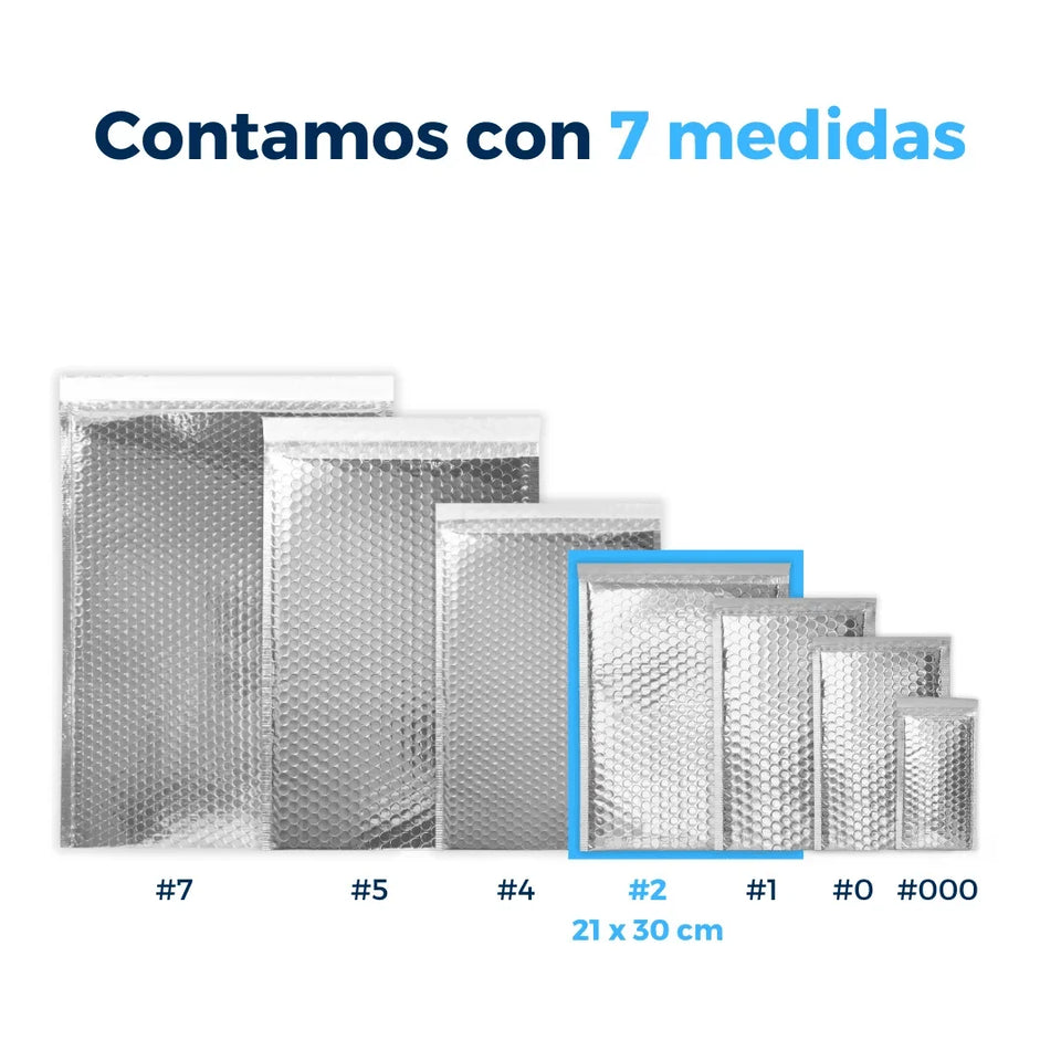 21 x 30 cm Sobres con Burbuja Plateados | Paquete de 100 | Película Poliéster Metalizada
