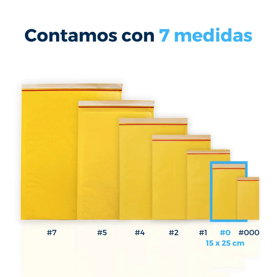 15 x 25 cm Sobres con Burbuja Amarillos | Paquete de 250 | Papel 100% Reciclado | Tira Abre Fácil