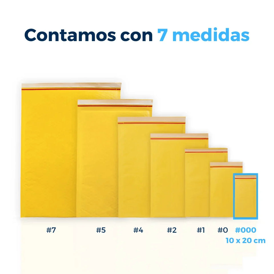 10 x 20 cm Sobres con Burbuja Amarillos | Paquete de 500 | Papel 100% Reciclado | Tira Abre Fácil
