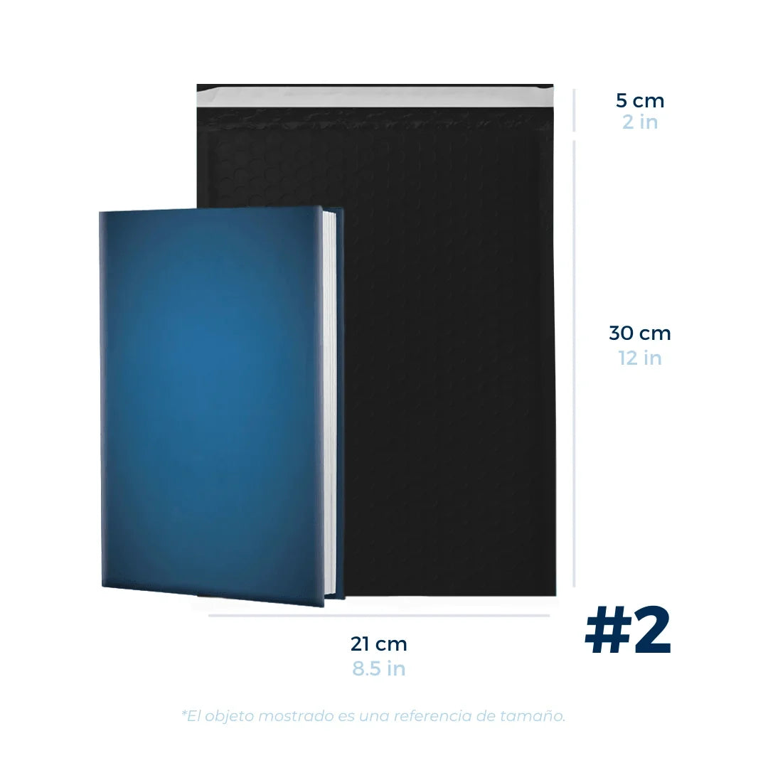 21 x 30 cm - #2 Sobres con Burbuja Negros