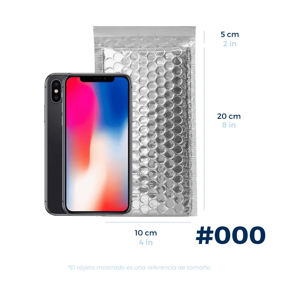10 x 20 cm Sobres con Burbuja Plateados | Paquete de 500 | Película Poliéster Metalizada