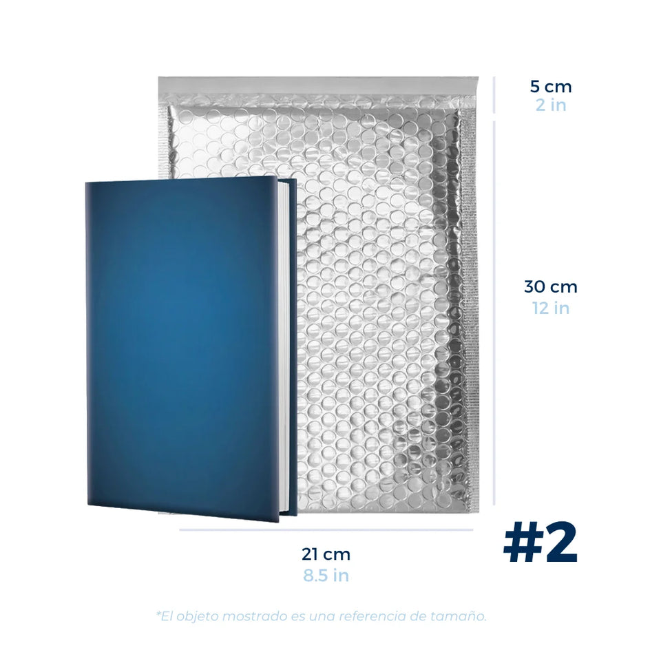 21 x 30 cm Sobres con Burbuja Plateados | Paquete de 100 | Película Poliéster Metalizada