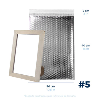 26 x 40 cm Sobres con Burbuja Plateados | Paquete de 100 | Película Poliéster Metalizada