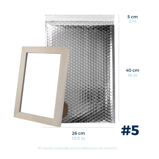 26 x 40 cm Sobres con Burbuja Plateados | Paquete de 100 | Película Poliéster Metalizada