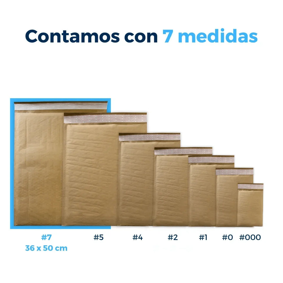 36 x 50 cm Sobres con Burbuja Kraft | Paquete de 50 | Papel 100% Reciclado | Café