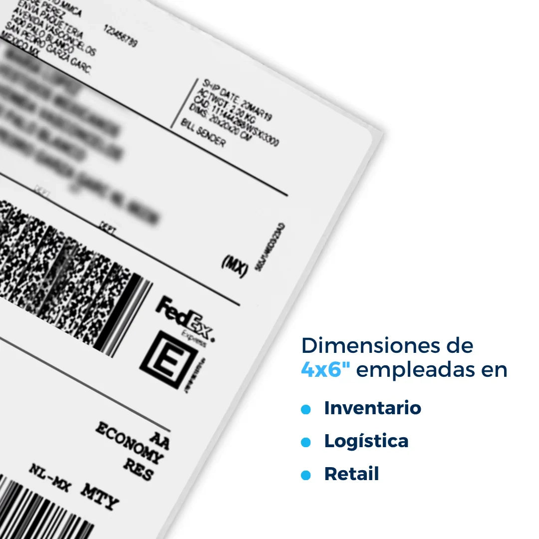 Etiquetas Térmicas Directas - 4 x 6" en Rollo (10018340)