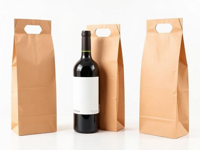 Bolsas de Papel Kraft con Asa para Vino