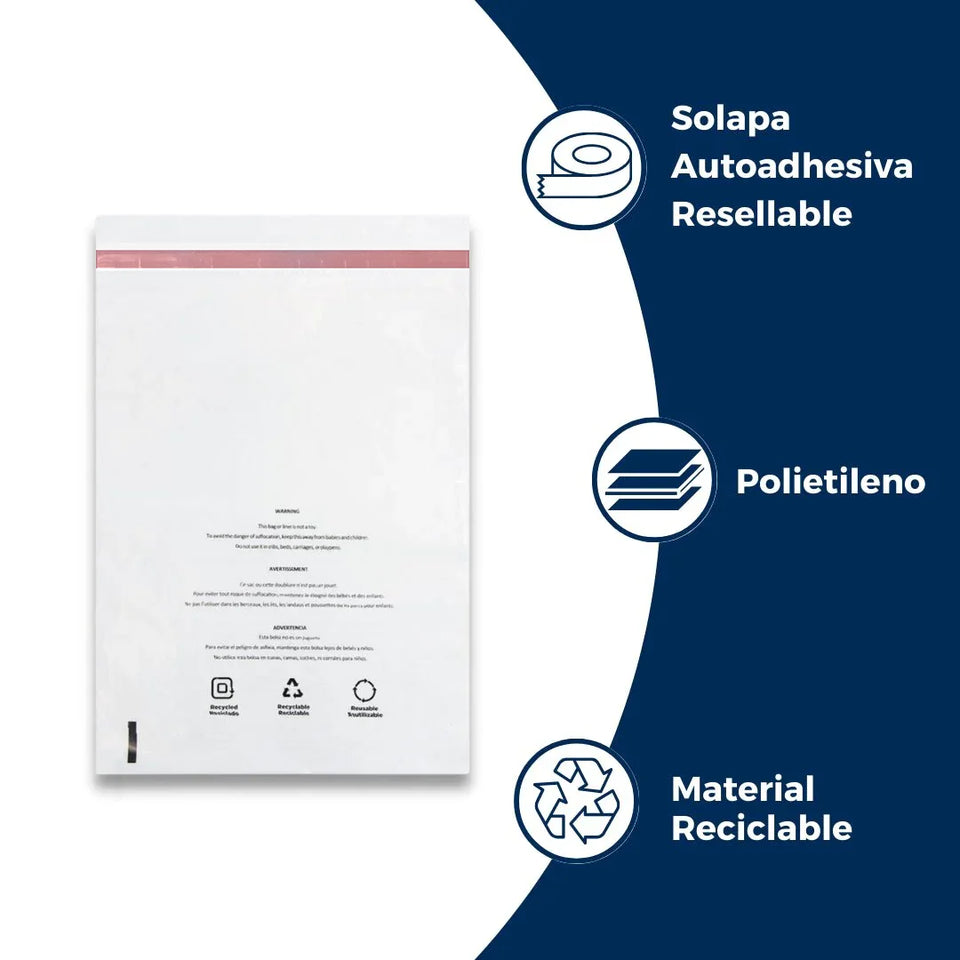 36 x 51 cm - Bolsas con Advertencia de Asfixia | Paquete de 100 | Transparente