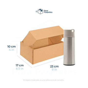23 x 17 x 10 cm - Cajas de Cartón con Pestañas | Paquete de 25 | Papel Kraft | 32 ECT | Para Envíos con Pestañas