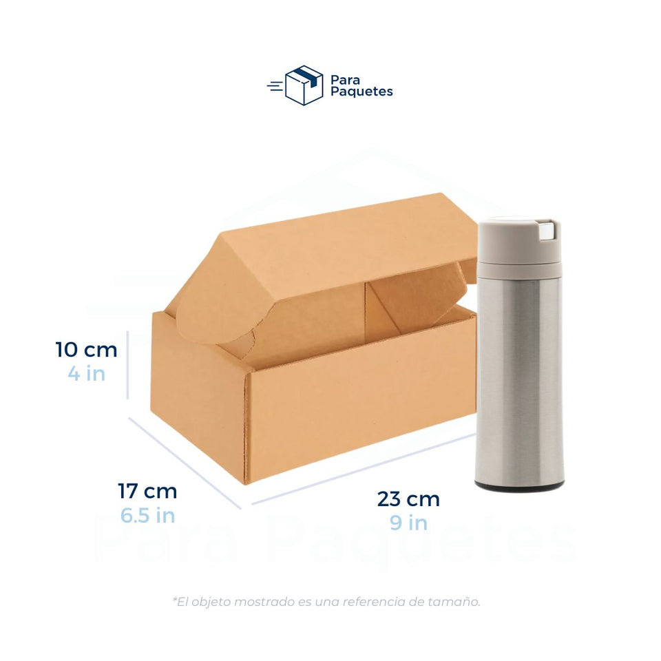 23 x 17 x 10 cm - Cajas de Cartón con Pestañas | Paquete de 25 | Papel Kraft | 32 ECT | Para Envíos con Pestañas