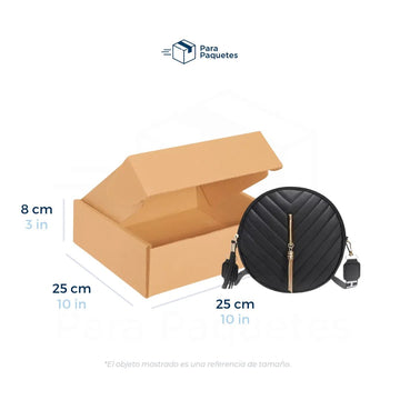 25 x 25 x 8 cm - Cajas de Cartón con Pestañas | Paquete de 25 | Papel Kraft | 32 ECT | Para Envíos con Pestañas
