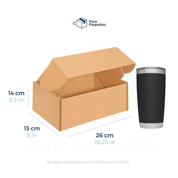 26 x 13 x 14 cm - Cajas de Cartón con Pestañas | Paquete de 25 | Papel Kraft | 32 ECT | Para Envíos con Pestañas