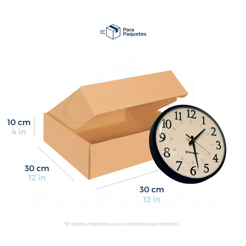 30 x 30 x 10 cm - Cajas de Cartón con Pestañas | Paquete de 25 | Papel Kraft | 32 ECT | Para Envíos con Pestañas