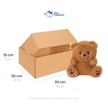 30 x 30 x 15 cm - Cajas de Cartón con Pestañas | Paquete de 25 | Papel Kraft | 32 ECT | Para Envíos con Pestañas