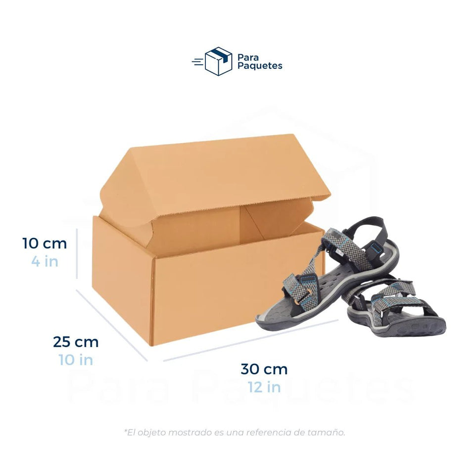 30 x 25 x 10 cm - Cajas de Cartón con Pestañas | Paquete de 25 | Papel Kraft | 32 ECT | Para Envíos con Pestañas