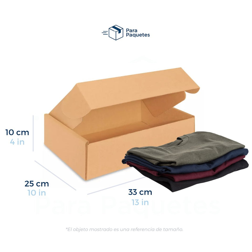 33 x 25 x 10 cm - Cajas de Cartón con Pestañas | Paquete de 25 | Papel Kraft | 32 ECT | Para Envíos con Pestañas