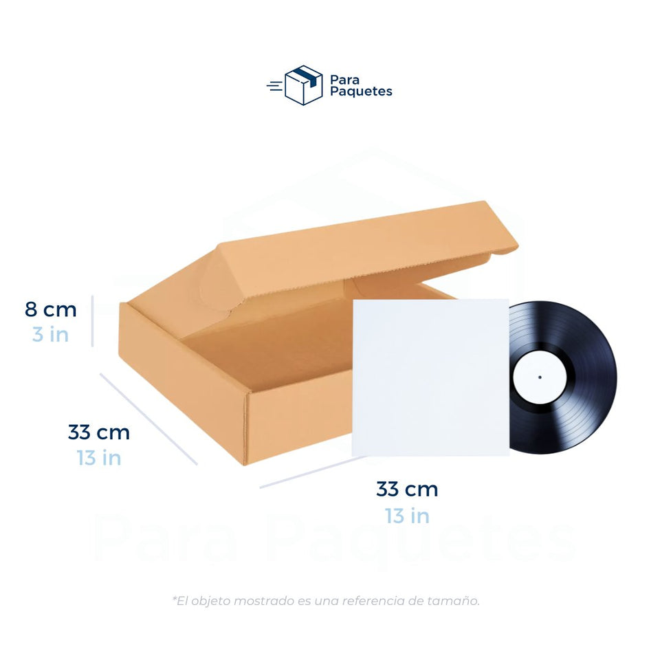 33 x 33 x 8 cm - Cajas de Cartón con Pestañas | Paquete de 25 | Papel Kraft | 32 ECT | Para Envíos con Pestañas