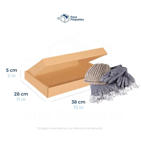 38 x 28 x 5 cm - Cajas de Cartón con Pestañas | Paquete de 25 | Papel Kraft | 32 ECT | Para Envíos con Pestañas