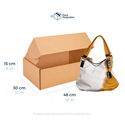 46 x 30 x 15 cm - Cajas de Cartón con Pestañas | Paquete de 25 | Papel Kraft | 32 ECT | Para Envíos con Pestañas