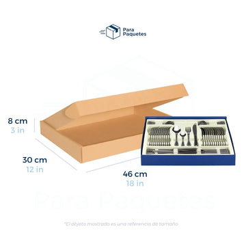 46 x 30 x 8 cm - Cajas de Cartón con Pestañas | Paquete de 25 | Papel Kraft | 32 ECT | Para Envíos con Pestañas