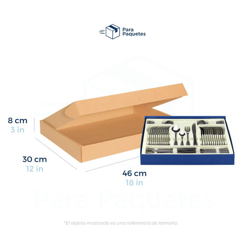 46 x 30 x 8 cm - Cajas de Cartón con Pestañas | Paquete de 25 | Papel Kraft | 32 ECT | Para Envíos con Pestañas