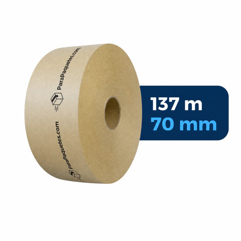 70 mm x 137 m - Cinta Gorila Engomada Reforzada Personalizable | Café | Reforzado con Filamentos de Fibra de Vidrio