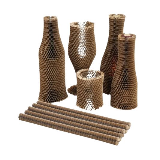 Manga de Protección de Papel Kraft Honeycomb para Botellas - 45 cm de Largo | Paquete de 25 | Café