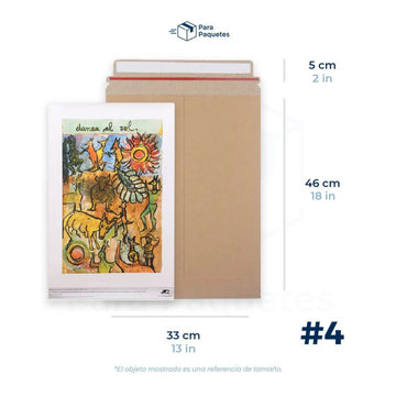 33 x 46 cm Sobres Rígidos Kraft para Documentos | Paquete de 100 | Papel | Café | Tira Abre Fácil