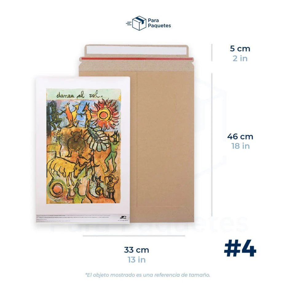 33 x 46 cm Sobres Rígidos Kraft para Documentos | Paquete de 100 | Papel | Café | Tira Abre Fácil