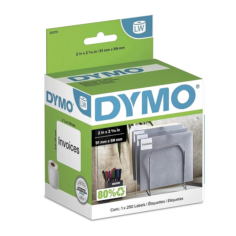 Etiquetas Multiusos Removible 2 x 2 5/16" Dymo LW (30370) | Papel Térmico | Blanca