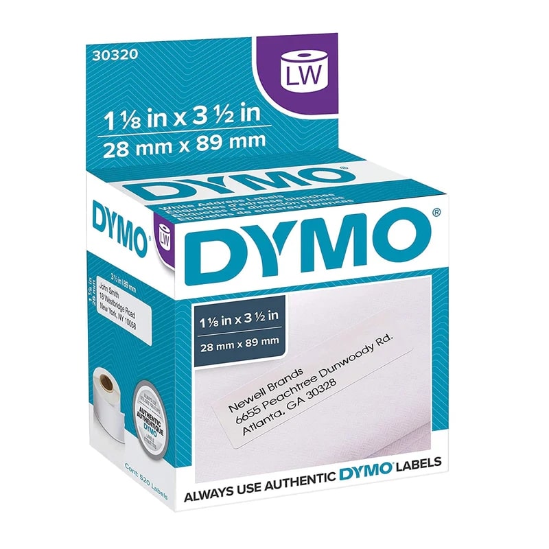 Etiquetas de Dirección Blancas 1 1/8" x 3 1/2" Dymo LW (30320)