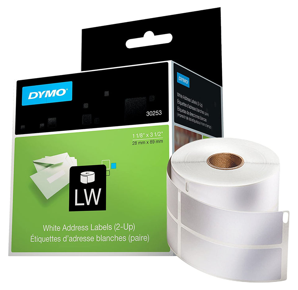 Etiquetas 2-Up de Dirección Blancas 1 1/8 x 3 1/2" Dymo LW (30253) | Papel Térmico