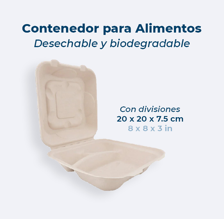 Contenedor para Alimentos Biodegradable tipo Almeja - Para