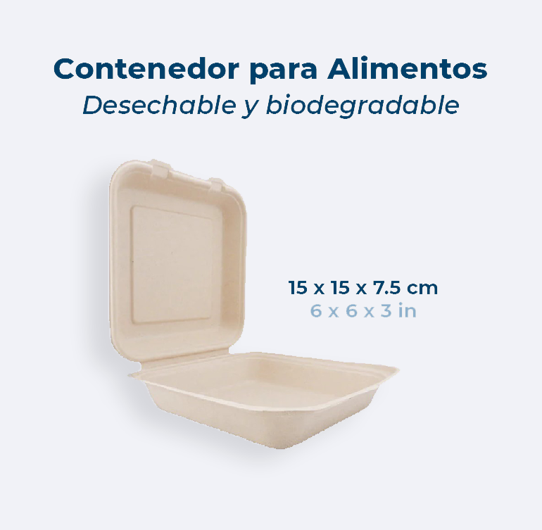 Contenedor para Alimentos Biodegradable tipo Almeja