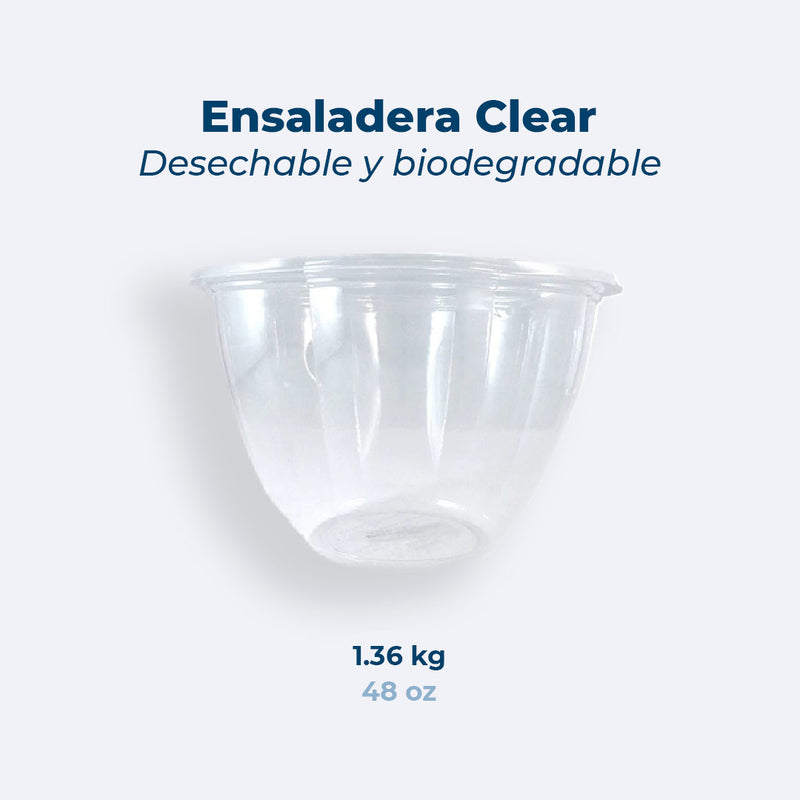 Ensaladera Clear Desechable y Biodegradable