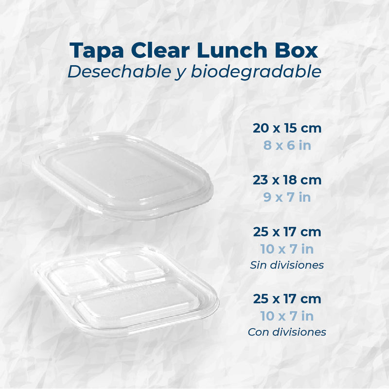 Tapa Clear Lunch Box Desechable y Biodegradable De 8x6 - We Care - We Care  – We Care Desechables Biodegradables