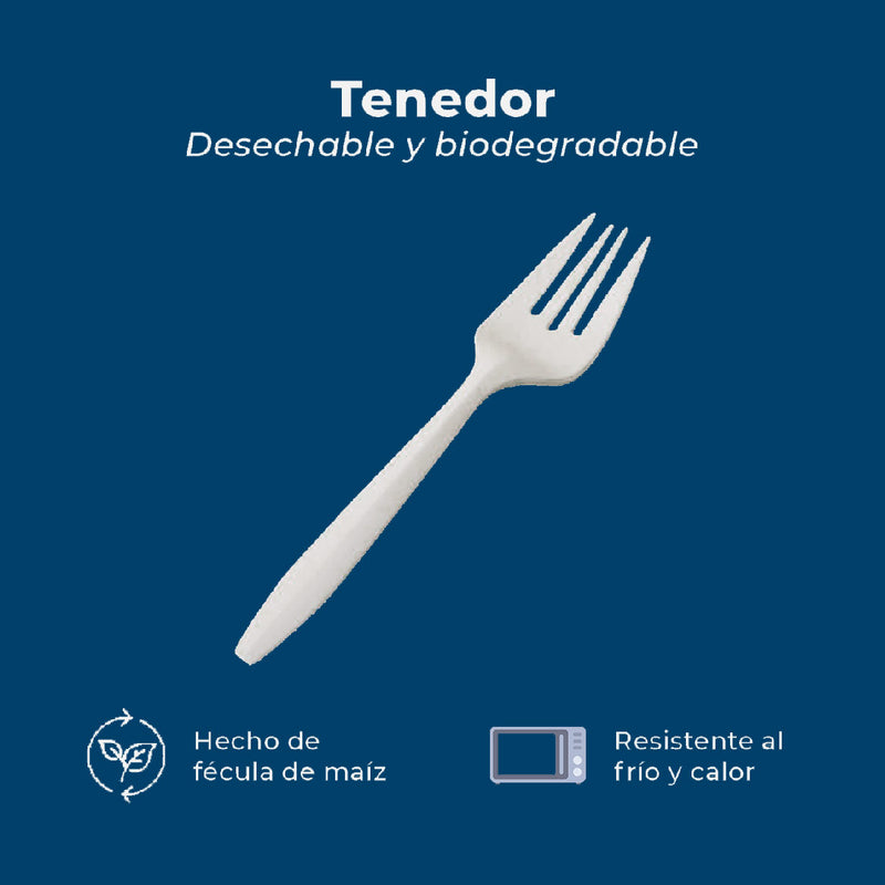 Tenedor compostable Desechable y Biodegradable