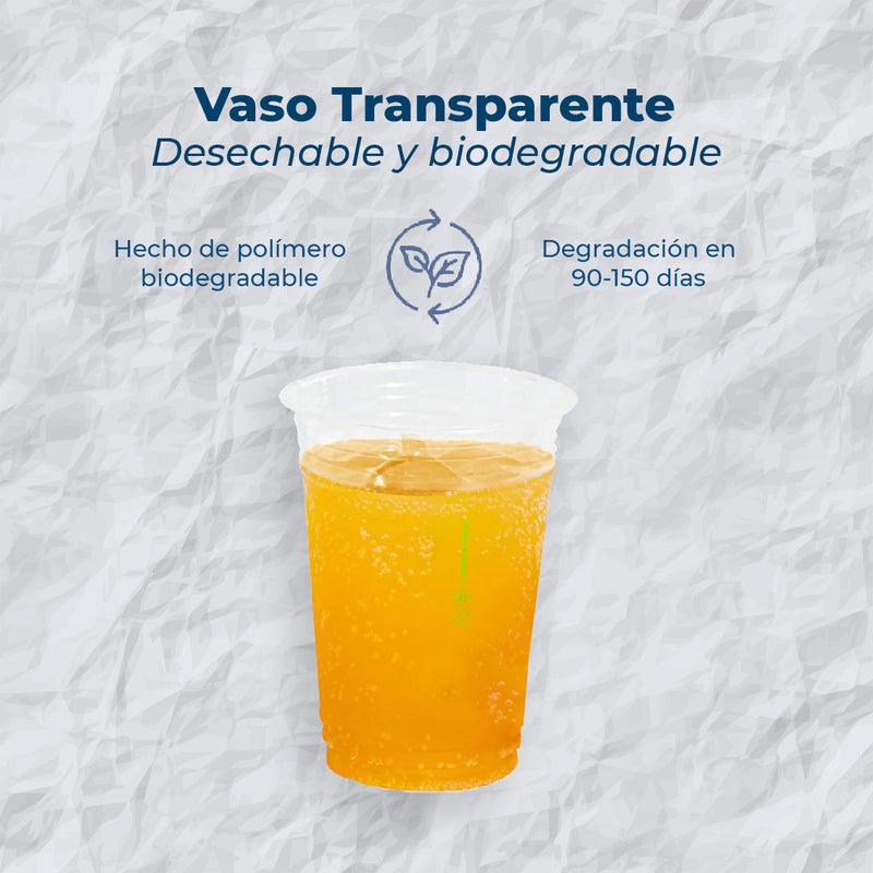 Vaso Transparente Desechable y Biodegradable